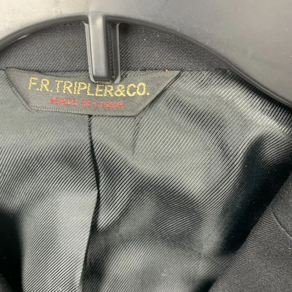 FR Tripler & Co‎ Mens Black Wool Cashmere 3 Button Blazer Sport Coat Lana Lux
